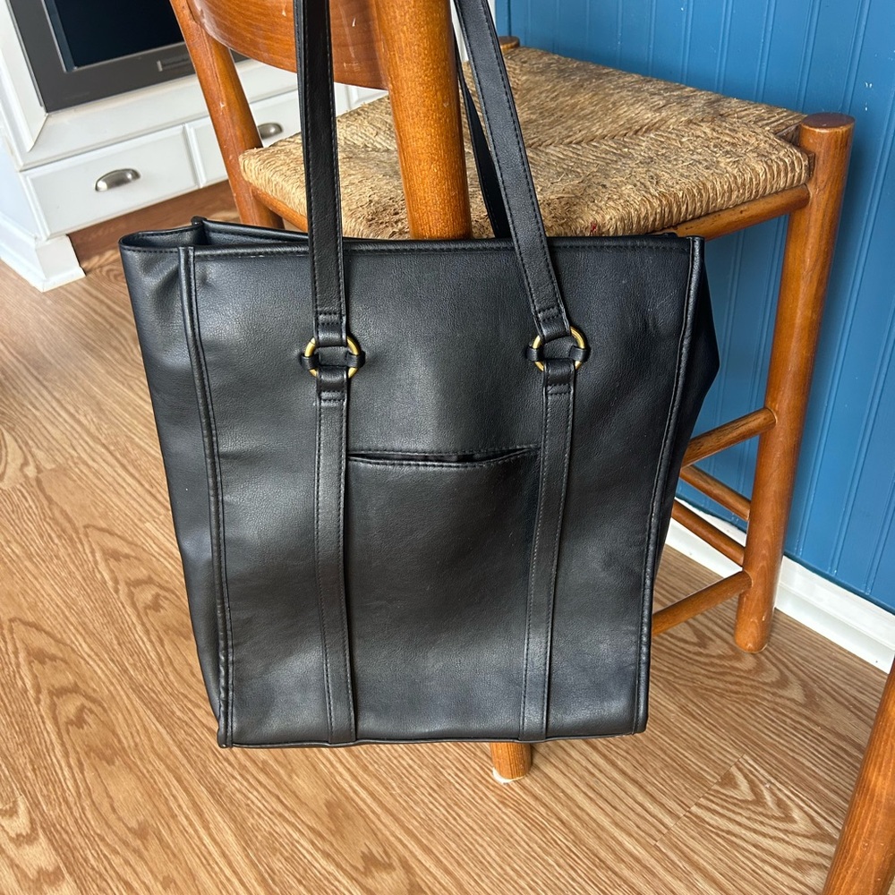 Black Leather XL Tote Bag